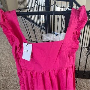 Bright Pink Ruffled maxi Dress by Opt size large nwt